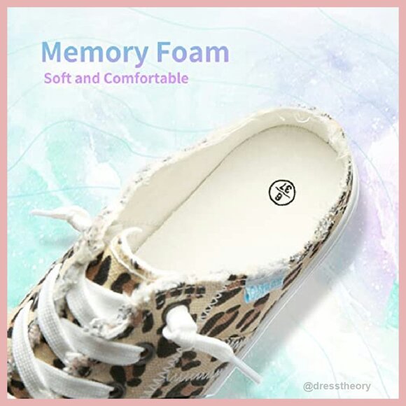 Women's Canvas Mules with Memory Foam Slip-On Fashion Sneakers - Picture 7 of 8